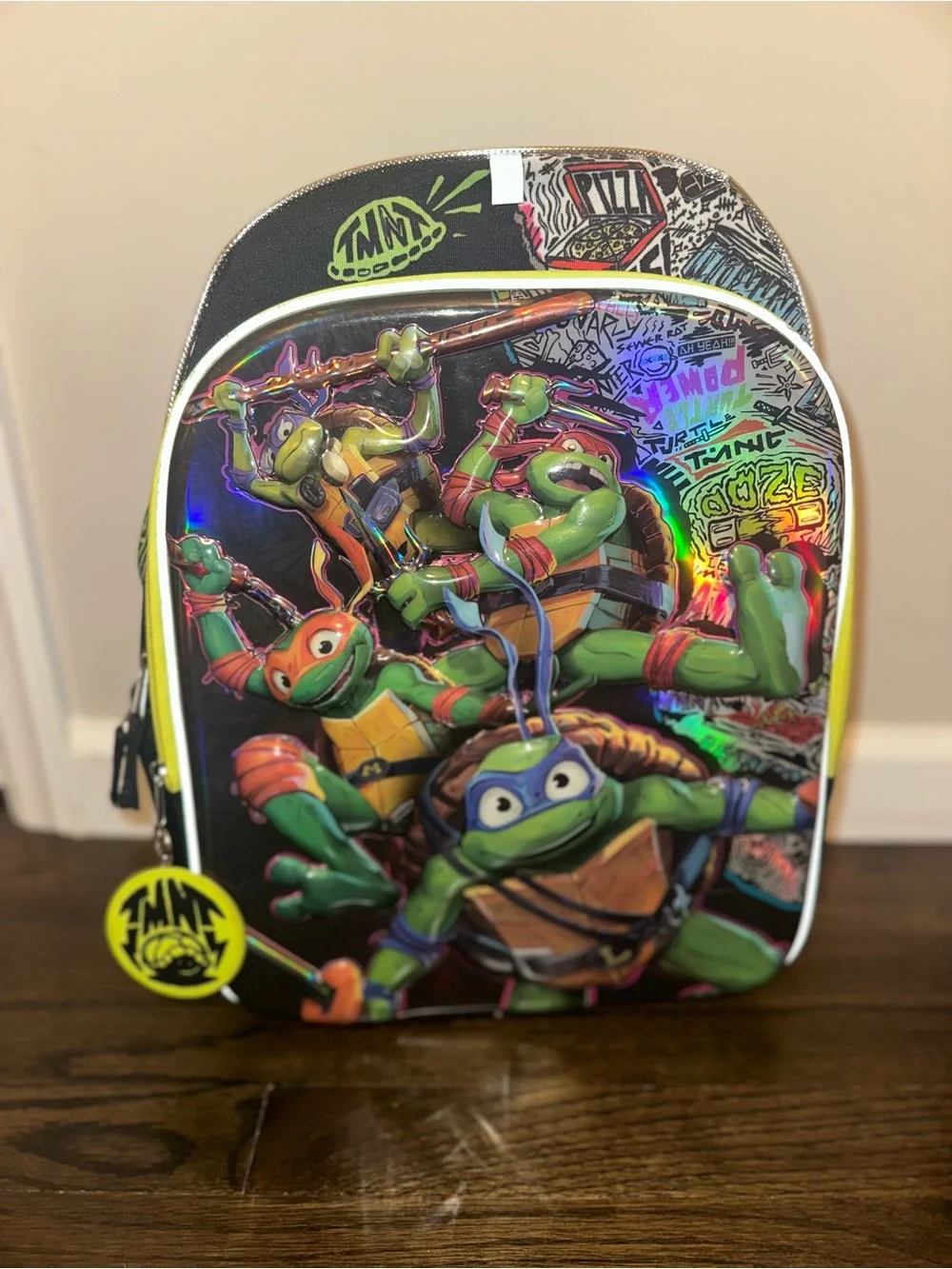 Teenage Mutant Ninja Turtles Kids Backpack - Green Holographic Design